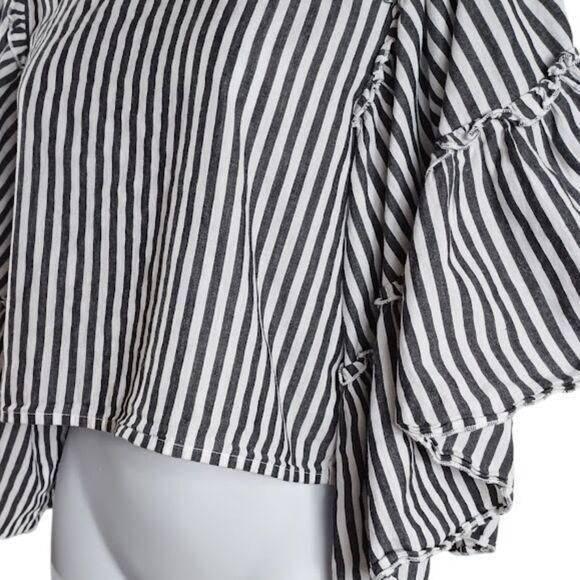 Hollister Sz S Boho Ruffle Batwing Sleeve Crop Top Cotton Minimalist Indie Style - Picture 5 of 7